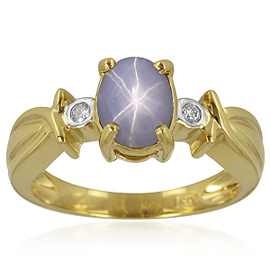 Blauer Stern-Saphir-Goldring