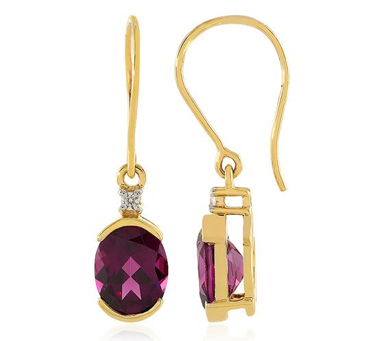 Gold-Ohrringe mit Royalen Purpur-Granaten